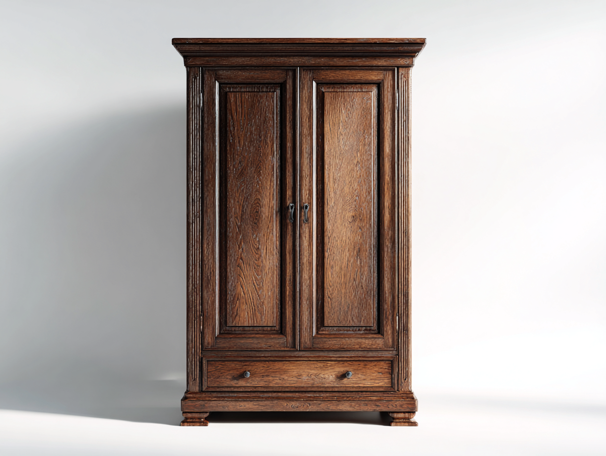 Armario de madera maciza 95x58x195 cm - roble oscuro - para dormitorio - diseño clásico-Graceoliq