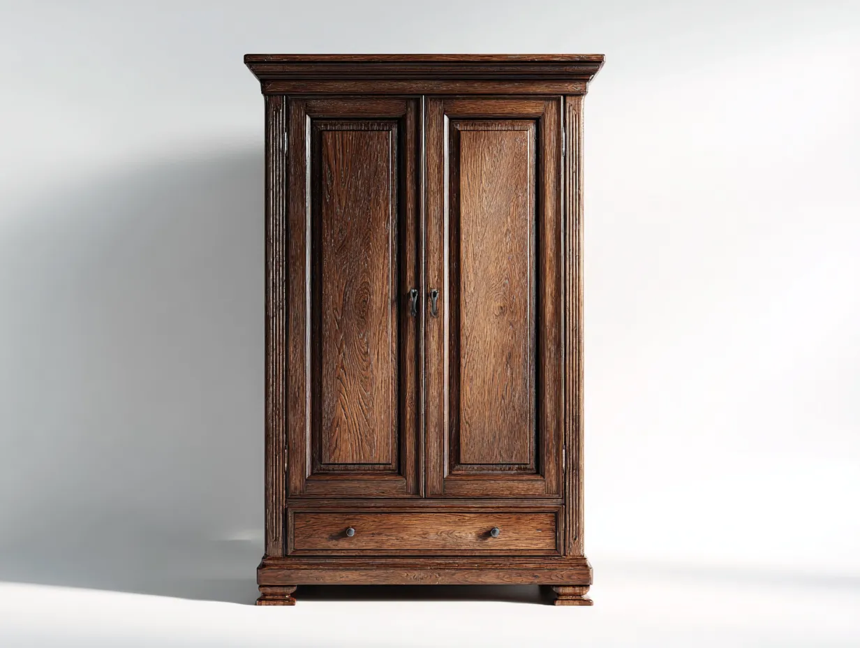 Armario de madera maciza 95x58x195 cm - roble oscuro - para dormitorio - diseño clásico-Graceoliq