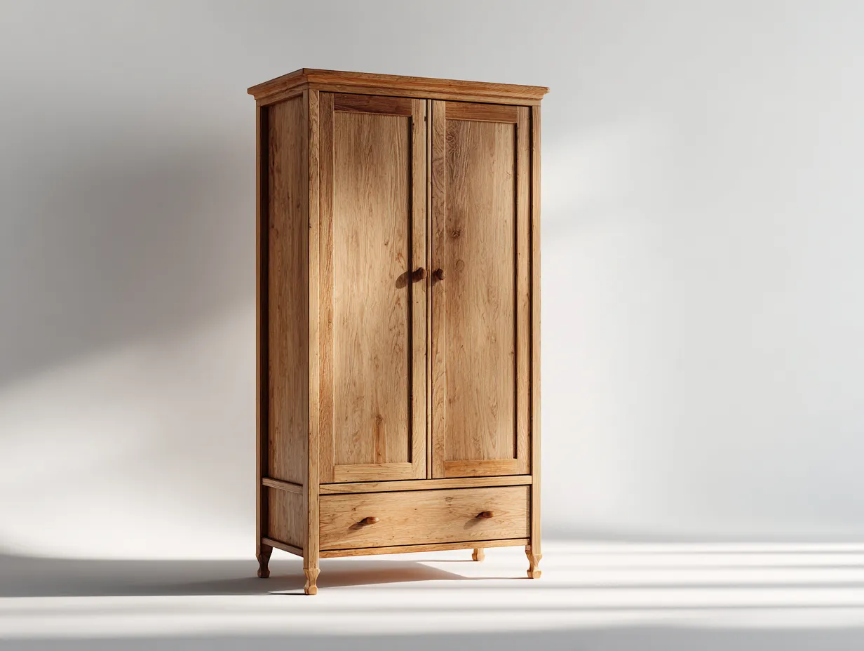 Armario de madera maciza 90x55x190 cm - roble natural - para dormitorio - diseño clásico-Graceoliq