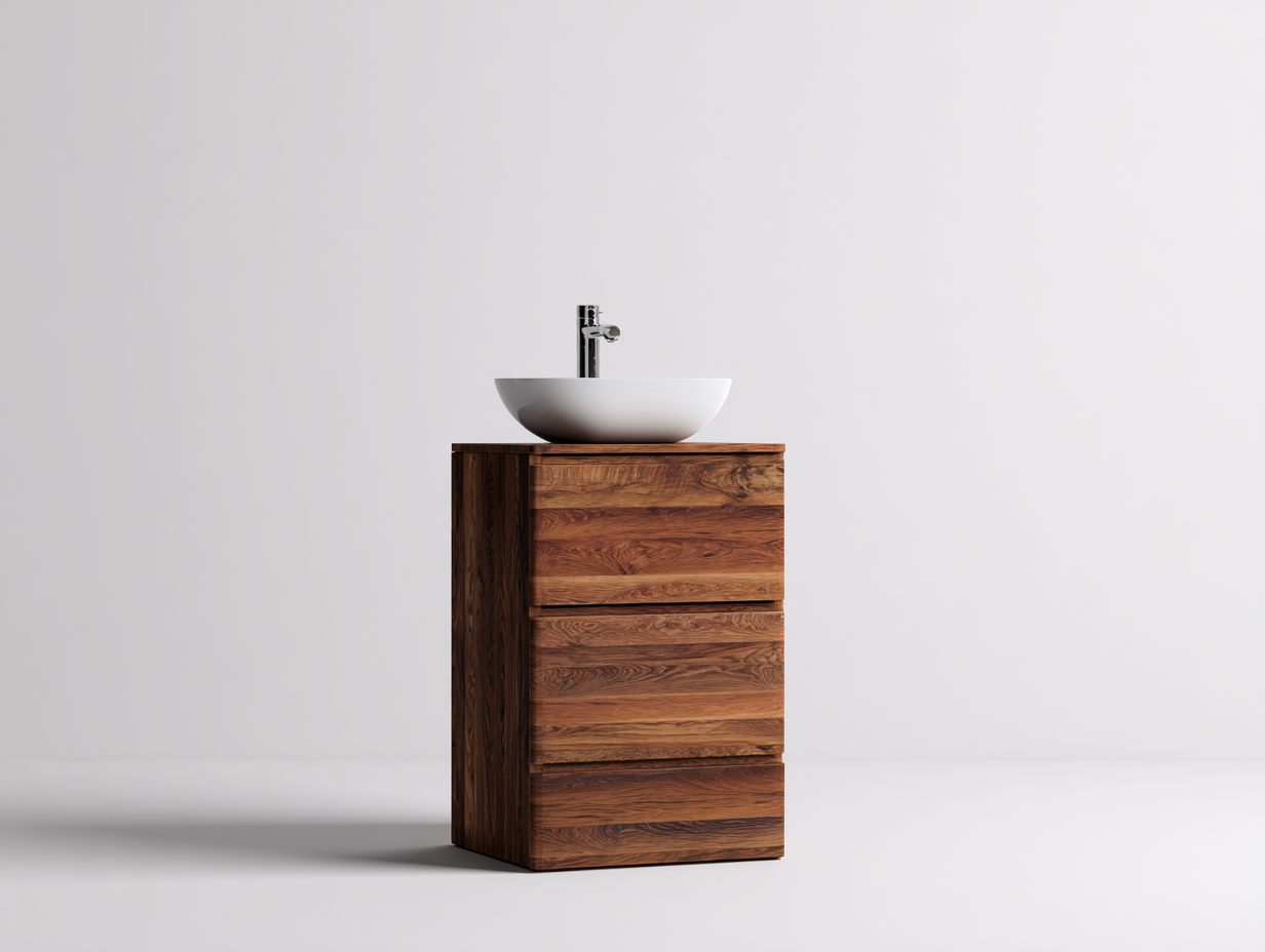Mueble lavabo - 60x45x50 cm - marrón oscuro/blanco - para baño - diseño moderno minimalista-Graceoliq