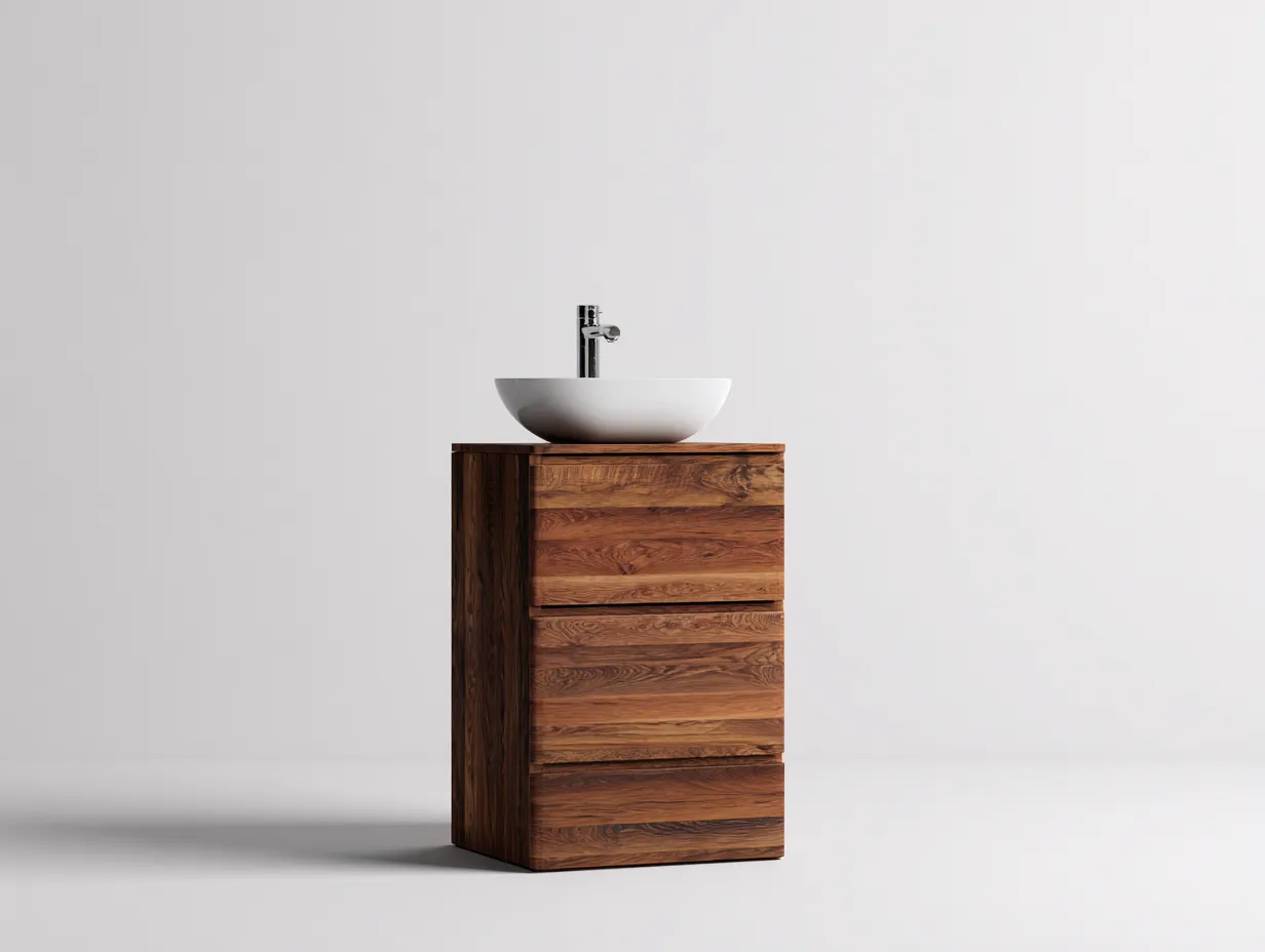Mueble lavabo - 60x45x50 cm - marrón oscuro/blanco - para baño - diseño moderno minimalista-Graceoliq
