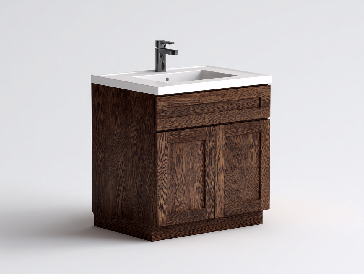 Mueble lavabo - 60x45x85 cm - marrón oscuro/blanco - diseño clásico-Graceoliq