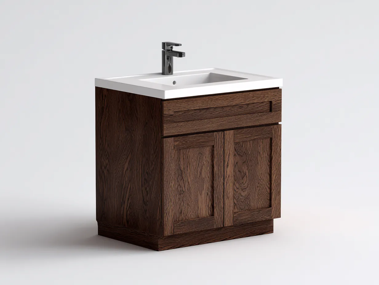 Mueble lavabo - 60x45x85 cm - marrón oscuro/blanco - diseño clásico-Graceoliq