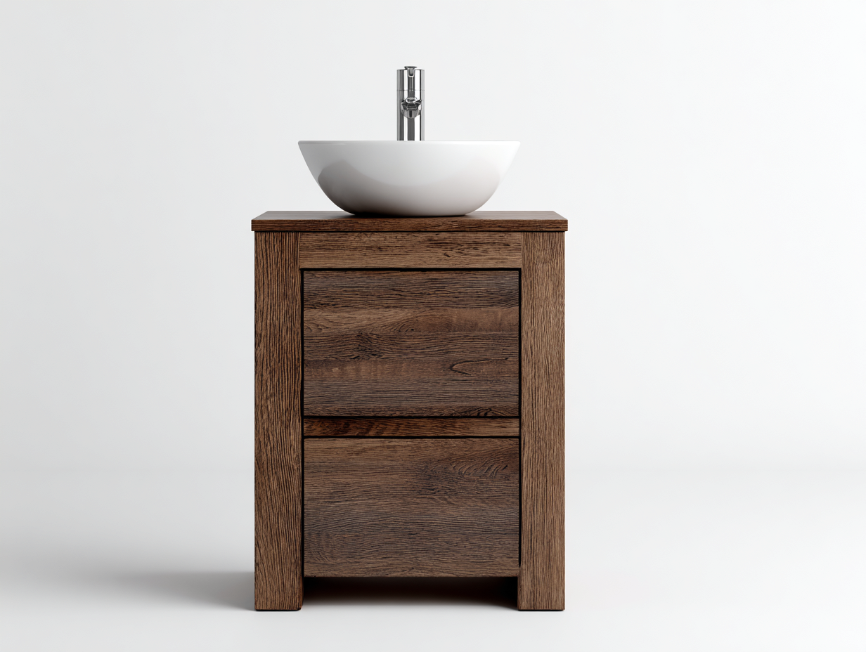 Mueble lavabo - 45x40x85 cm - marrón oscuro/blanco - para baño - diseño moderno minimalista-Graceoliq