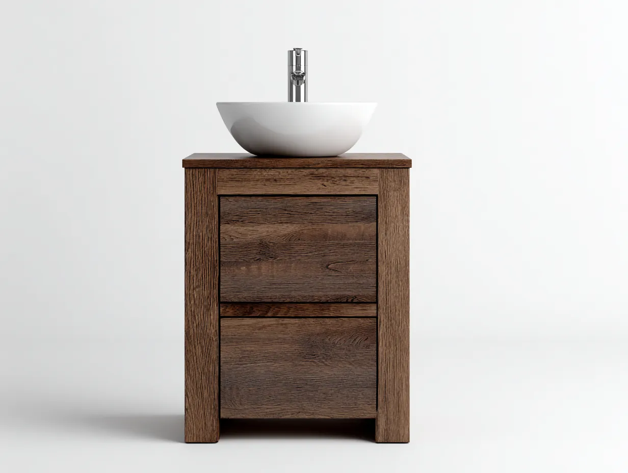 Mueble lavabo - 45x40x85 cm - marrón oscuro/blanco - para baño - diseño moderno minimalista-Graceoliq