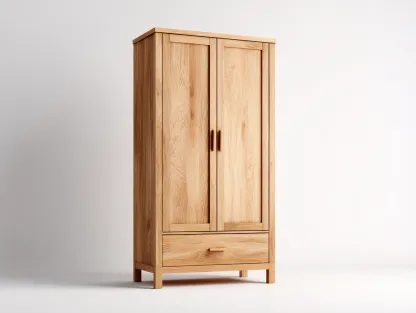 Armario de madera maciza 90x55x185 cm - color roble claro - para dormitorio-Graceoliq