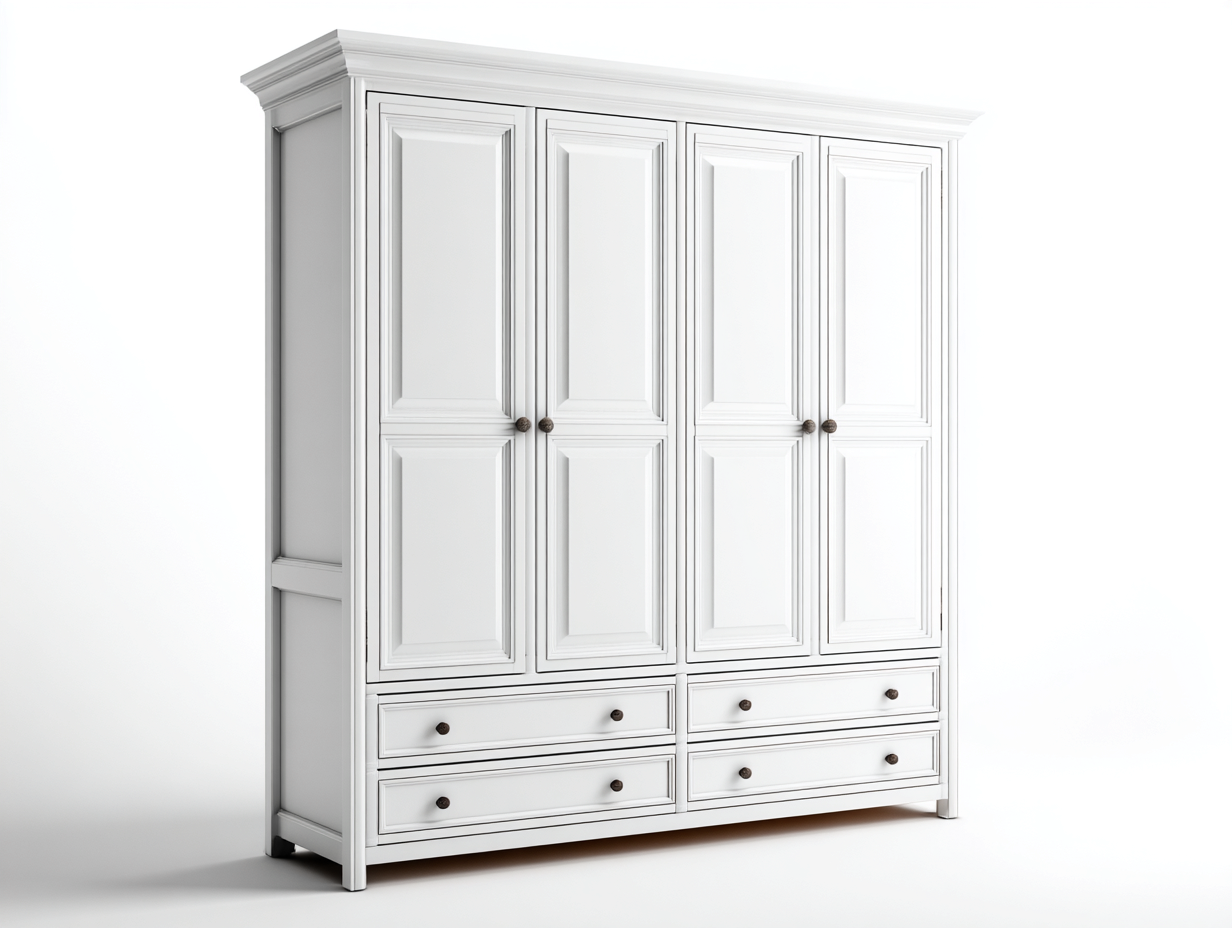 Armario de madera 180x60x200 cm - blanco/madera oscura - para dormitorio - diseño clásico-Graceoliq