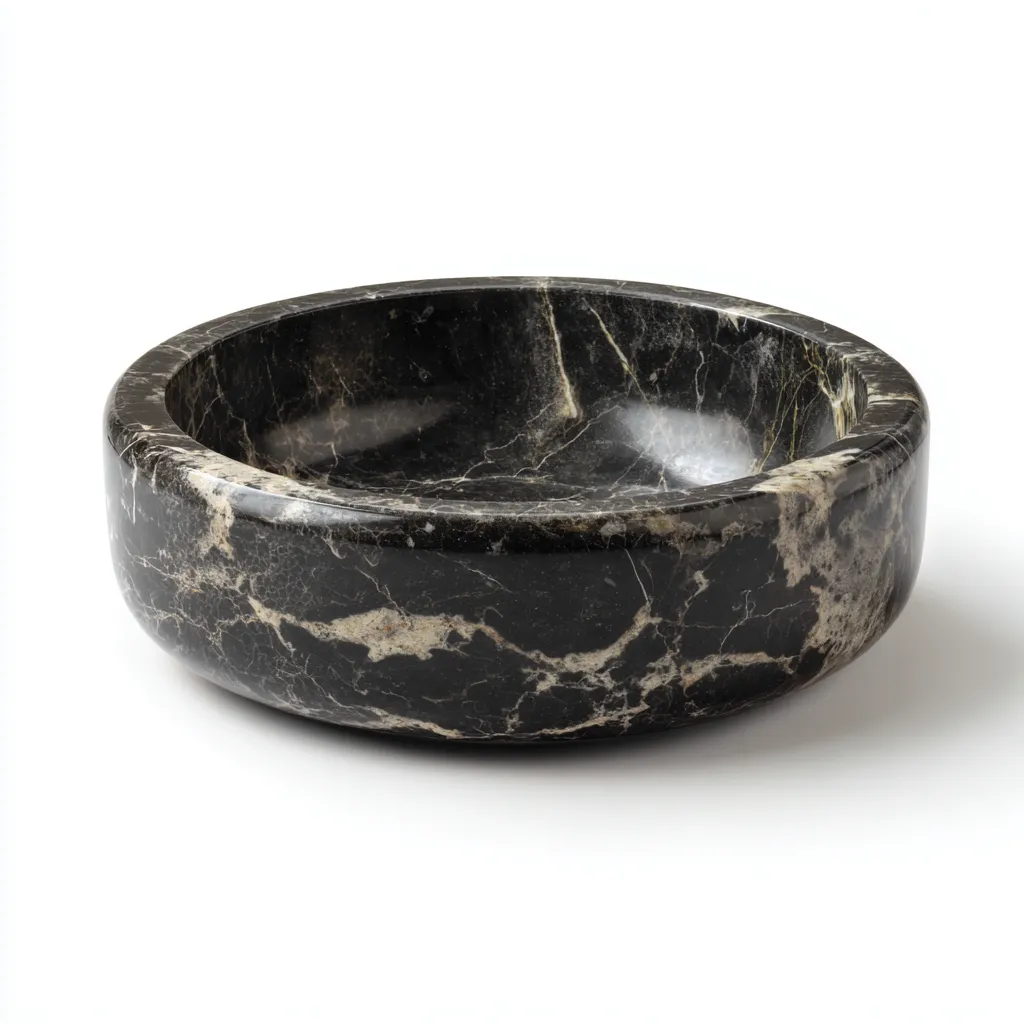 Lavabo à poser en marbre 40x40x15 cm - Noir - Design moderne-Dwellingosa