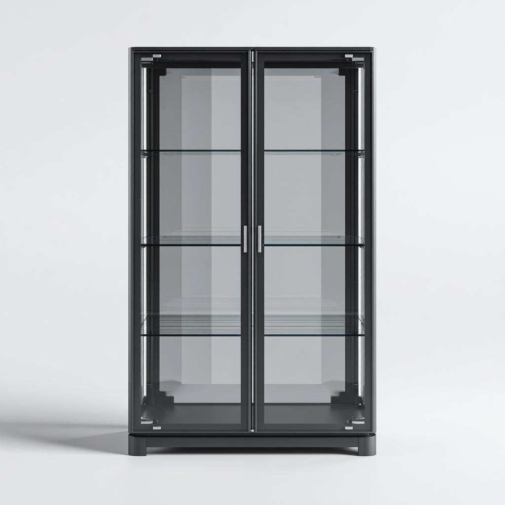 Meuble de rangement de cuisine métal-verre 80x40x150 cm - noir-transparent - design moderne-Dwellingosa