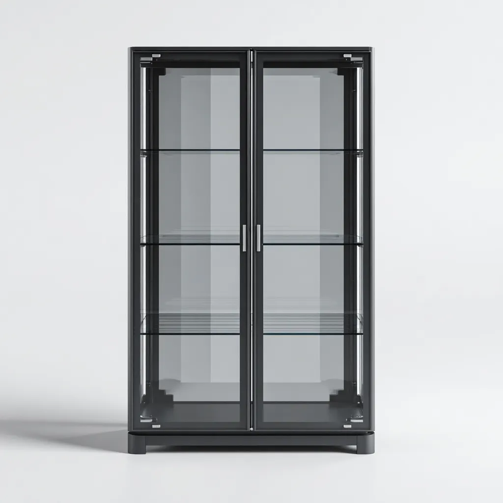 Meuble de rangement de cuisine métal-verre 80x40x150 cm - noir-transparent - design moderne-Dwellingosa