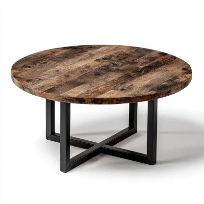 Table basse bois métal 85x85x43 cm - Marron - style industriel-Dwellingosa