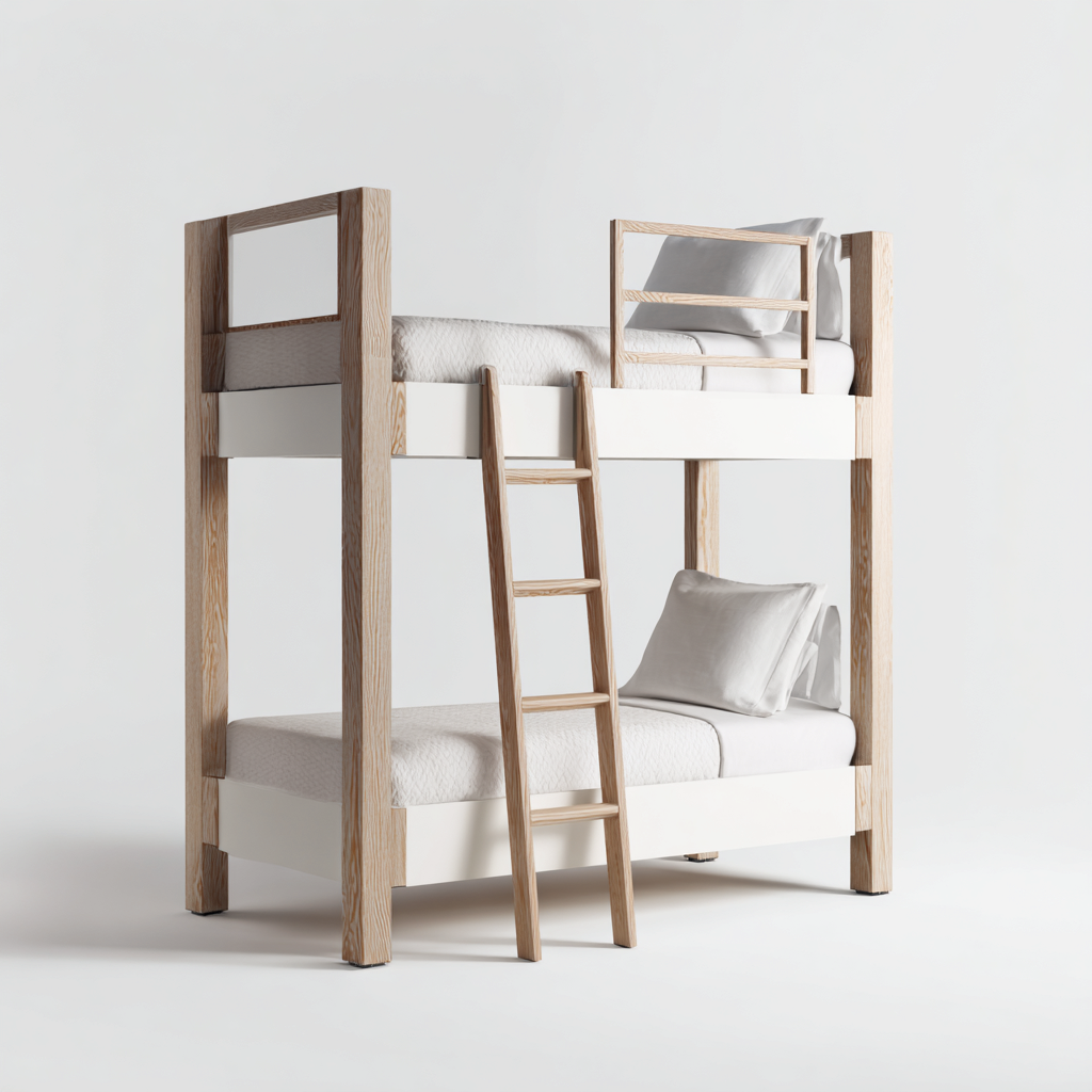 Lits superposés bois et métal - 205x105x165 - bois-blanc - design moderne-Dwellingosa