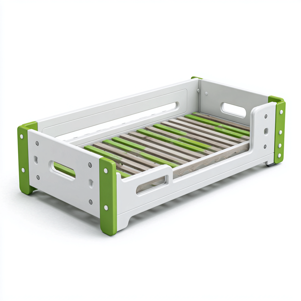 Lit enfant Plastique 145x78x52 cm Blanc-Vert Design modulable-Dwellingosa