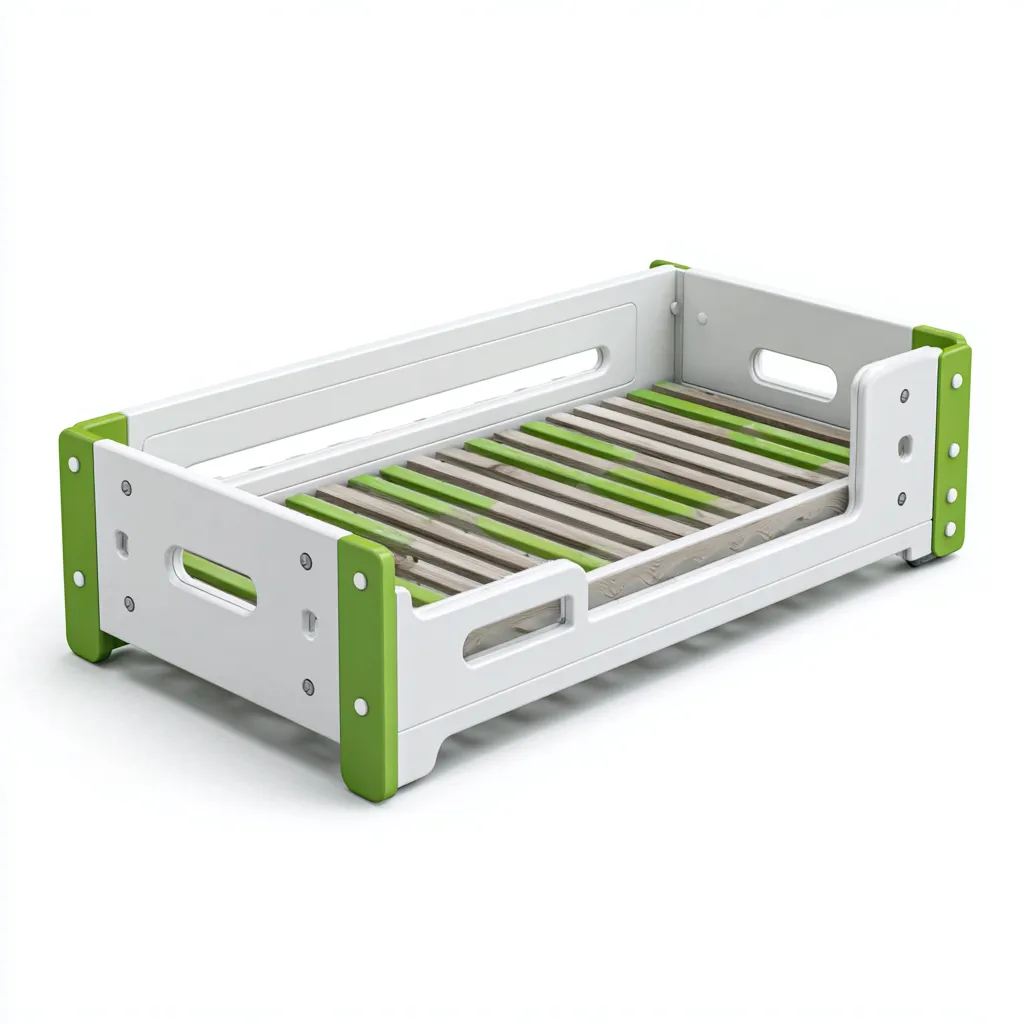 Lit enfant Plastique 145x78x52 cm Blanc-Vert Design modulable-Dwellingosa