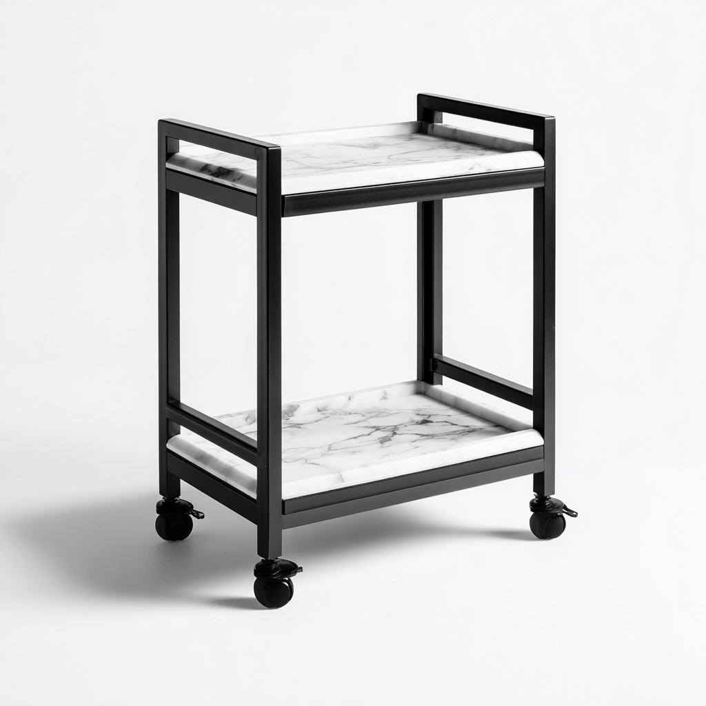 Dessertes et chariots métal-marbre 64x40x78 cm - noir-blanc - style moderne-Dwellingosa