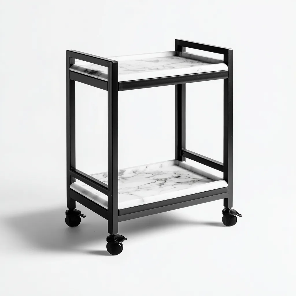 Dessertes et chariots métal-marbre 64x40x78 cm - noir-blanc - style moderne-Dwellingosa