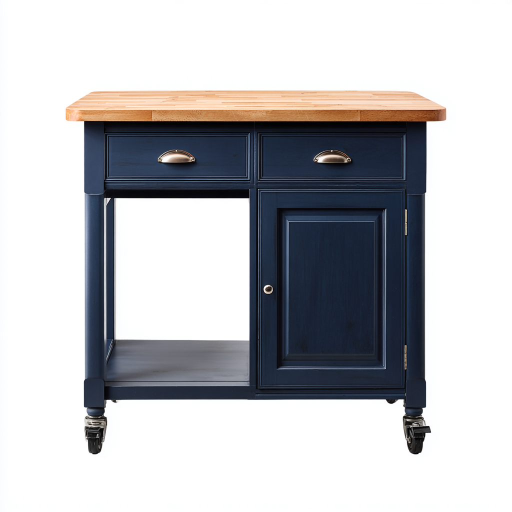 Îlot de cuisine Bois massif Bois d'ingénierie 100x60x90 cm Bleu-Naturel Style fonctionnel-Dwellingosa