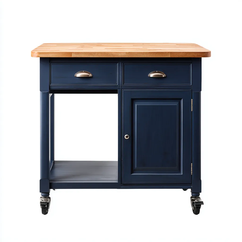 Îlot de cuisine Bois massif Bois d'ingénierie 100x60x90 cm Bleu-Naturel Style fonctionnel-Dwellingosa