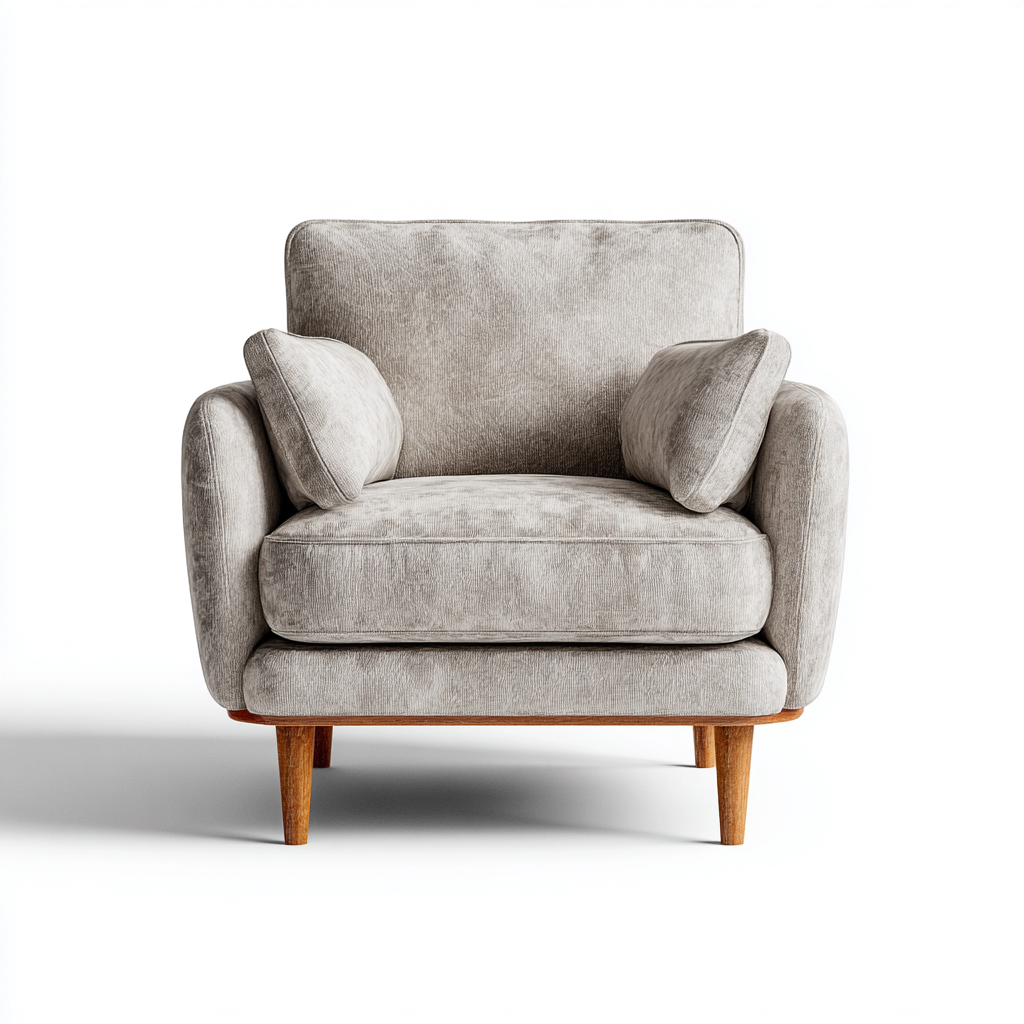 Fauteuil tissu gris clair 92x88x80 cm - pieds bois naturel - style scandinave confortable-Dwellingosa