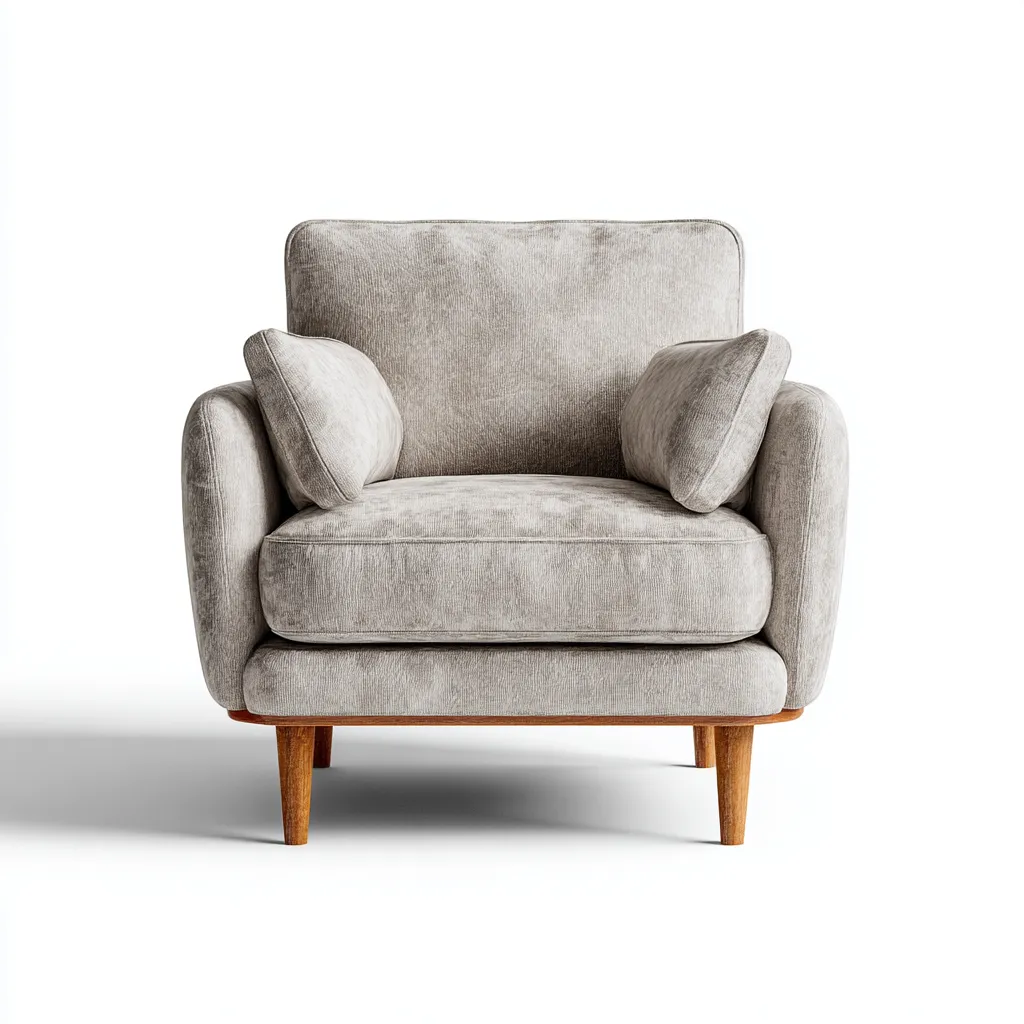 Fauteuil tissu gris clair 92x88x80 cm - pieds bois naturel - style scandinave confortable-Dwellingosa