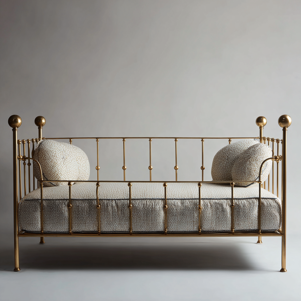 Canapé-lit métal 210x95x118 cm - doré - style classique-Dwellingosa