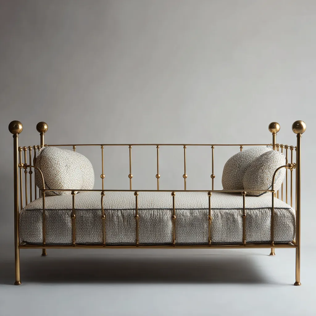 Canapé-lit métal 210x95x118 cm - doré - style classique-Dwellingosa