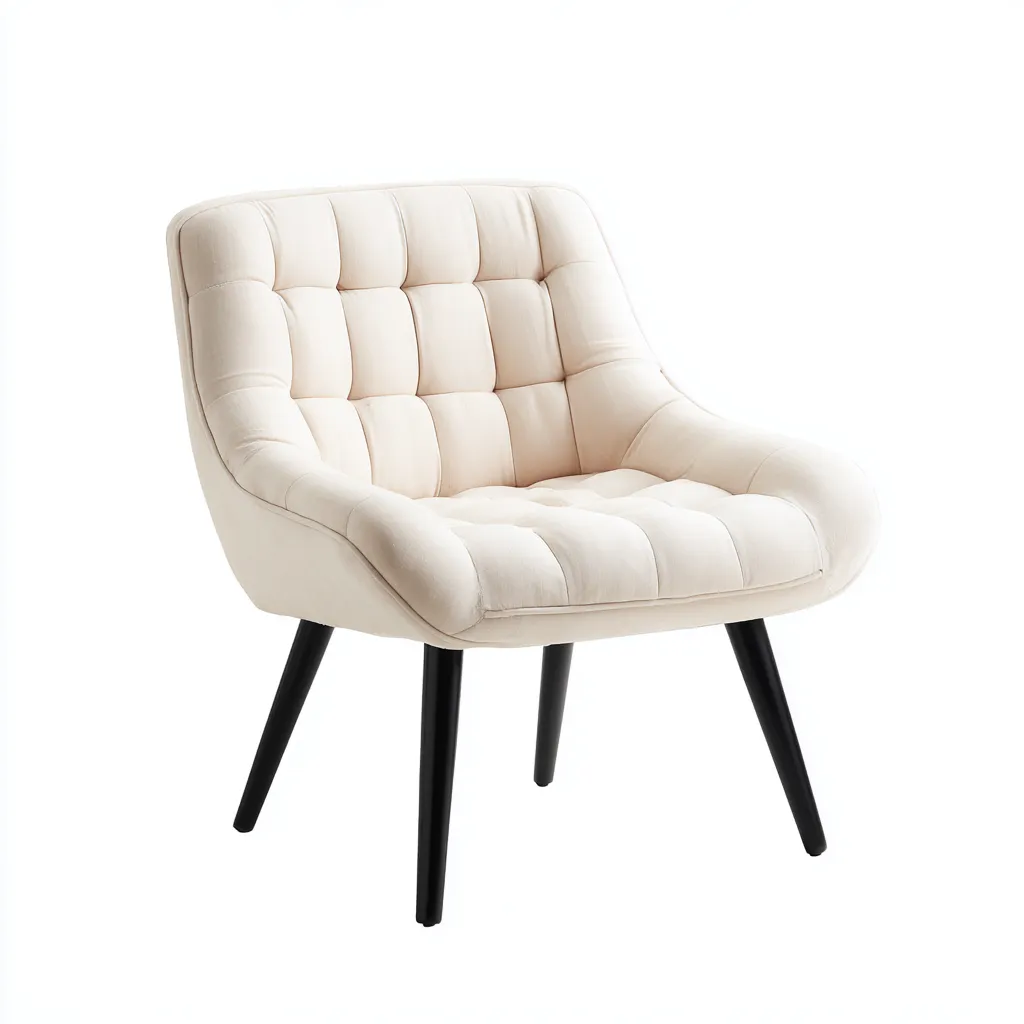 Fauteuil en tissu capitonné 82x78x85 - ivoire - assise ergonomique - style contemporain-Dwellingosa
