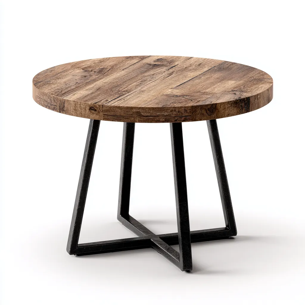Table basse bois métal 60x60x45 cm - Marron-Noir - Style industriel-Dwellingosa