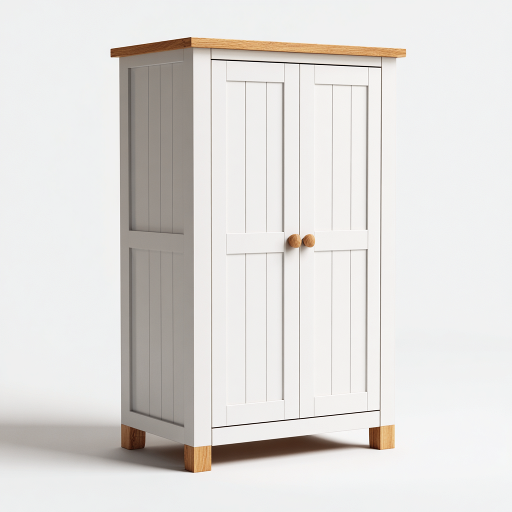 Meuble de rangement de cuisine bois 80x40x120 cm - blanc-marron - style contemporain-Dwellingosa