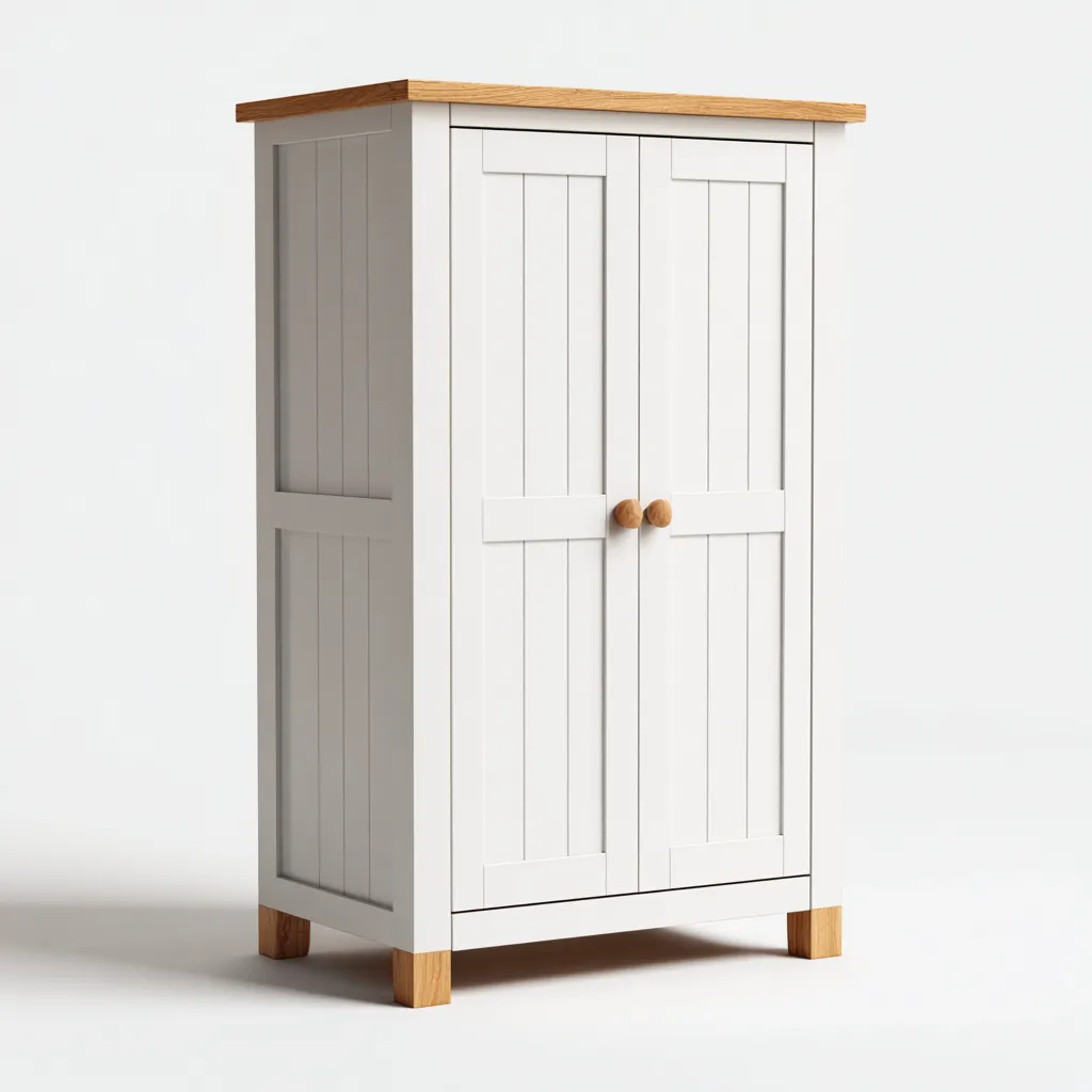 Meuble de rangement de cuisine bois 80x40x120 cm - blanc-marron - style contemporain-Dwellingosa
