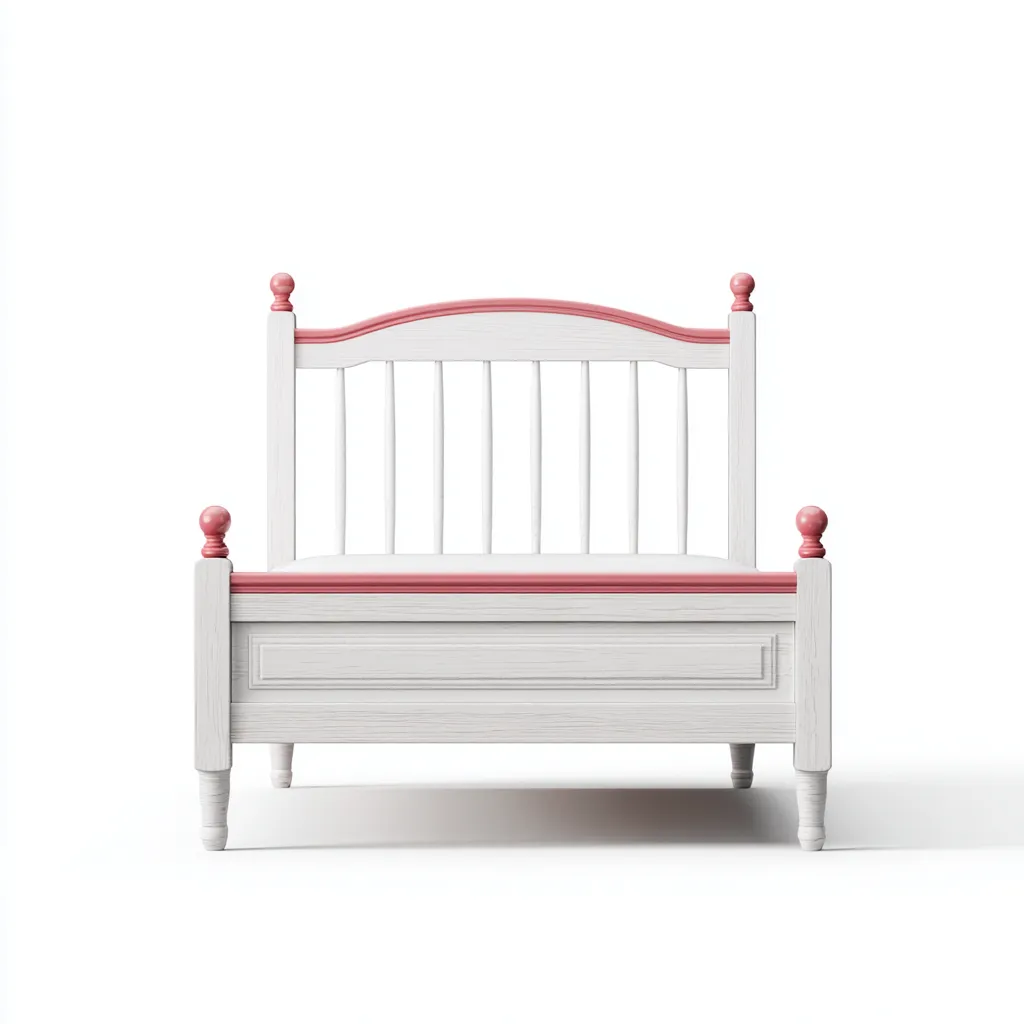 Lit enfant Bois 188x96x94 cm Blanc-Rose Style classique à barreaux-Dwellingosa