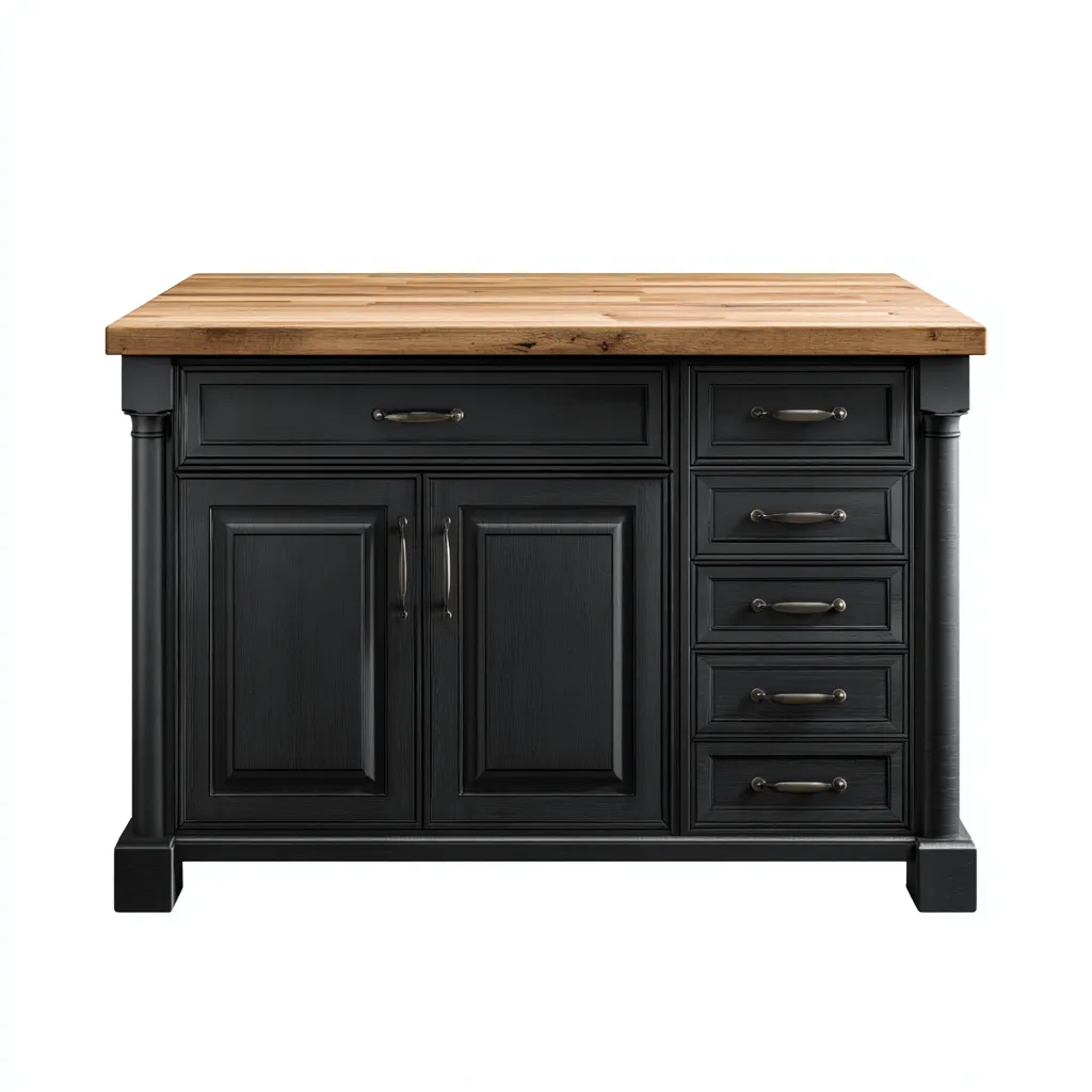 Îlot de cuisine bois 135x65x90 cm - noir-bois - adapté à la cuisine - design moderne-Dwellingosa