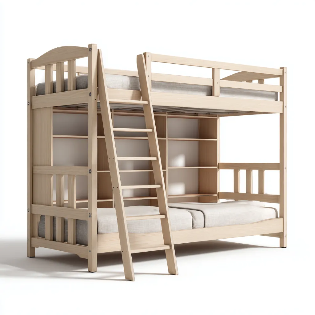 Lits superposés bois 200x100x165 cm - beige - design moderne-Dwellingosa