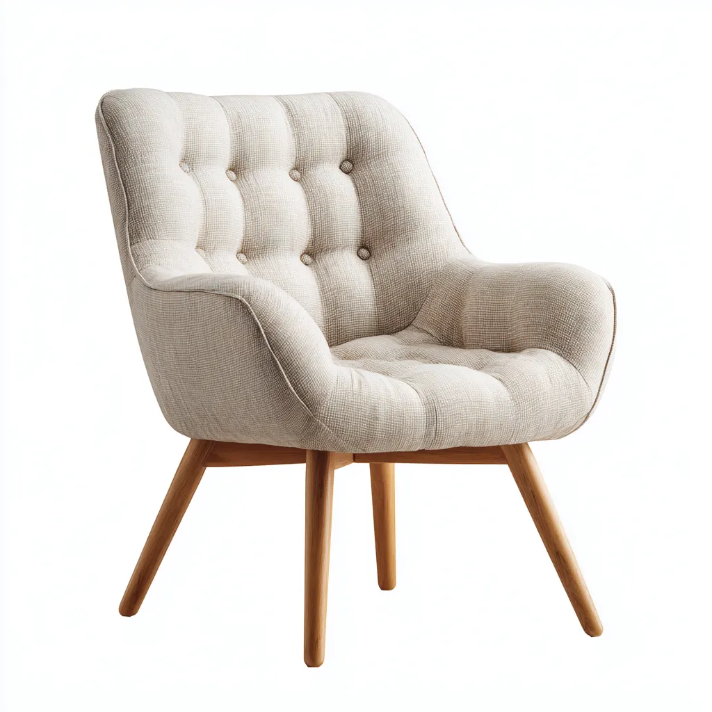 Fauteuil en tissu capitonné 88x83x86 - beige - confort enveloppant - style nordique-Dwellingosa