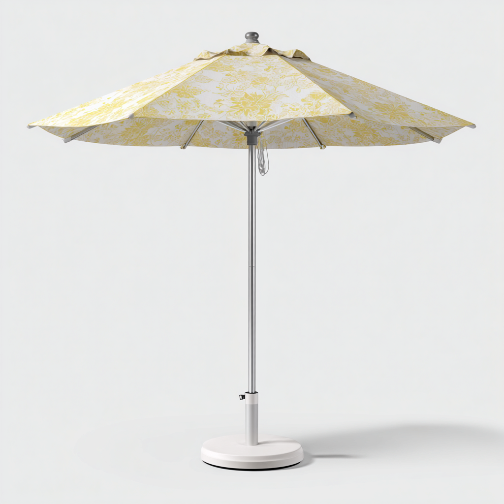 Parasol de jardin polyester 265x265x245 cm - jaune - adapté aux terrasses - motif floral-Dwellingosa