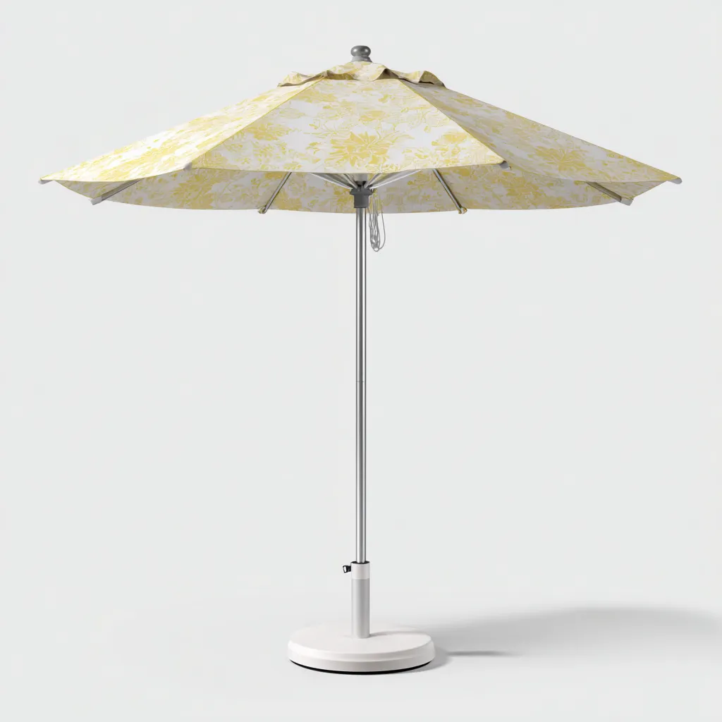 Parasol de jardin polyester 265x265x245 cm - jaune - adapté aux terrasses - motif floral-Dwellingosa