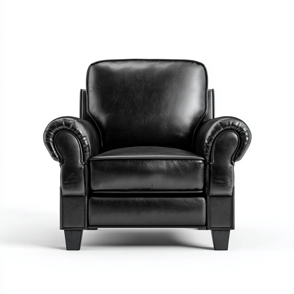 Fauteuil en cuir classique 92x85x97 - noir - assise profonde - style traditionnel-Dwellingosa