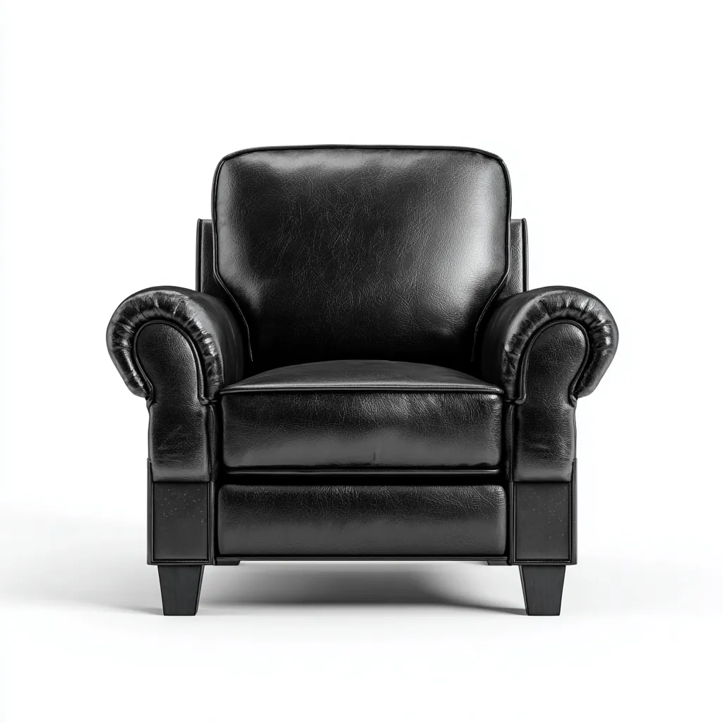 Fauteuil en cuir classique 92x85x97 - noir - assise profonde - style traditionnel-Dwellingosa