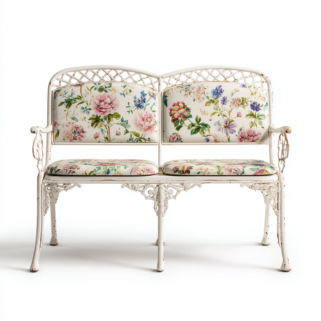 Banc de jardin métal 115x55x92 cm - blanc - adapté à l'extérieur - design classique-Dwellingosa