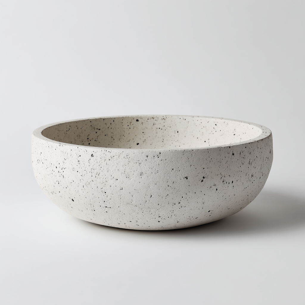 Lavabo rond en béton - texture fine - 35x35x13 cm - blanc - design contemporain-Dwellingosa