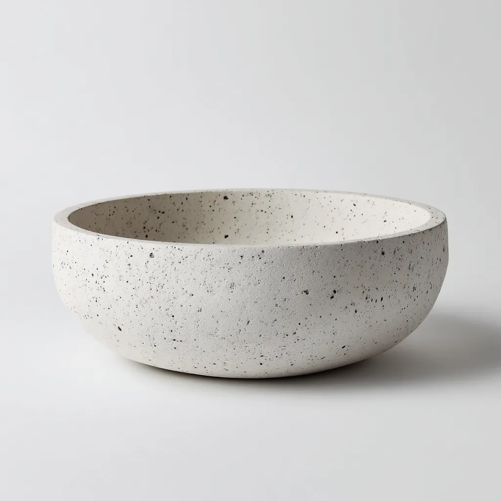 Lavabo rond en béton - texture fine - 35x35x13 cm - blanc - design contemporain-Dwellingosa