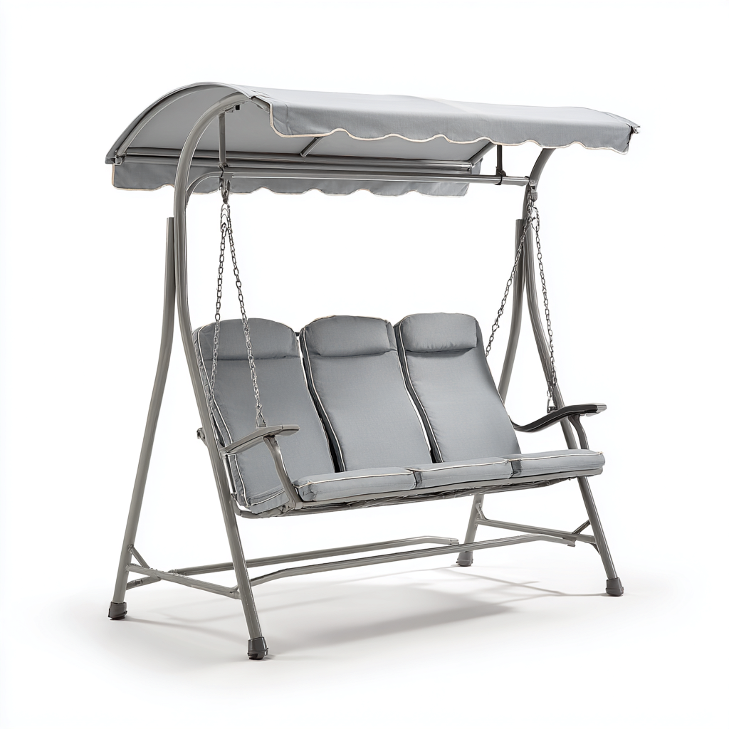 Chaise suspendue métal 188x118x158 cm - gris - usage jardin - design contemporain-Dwellingosa