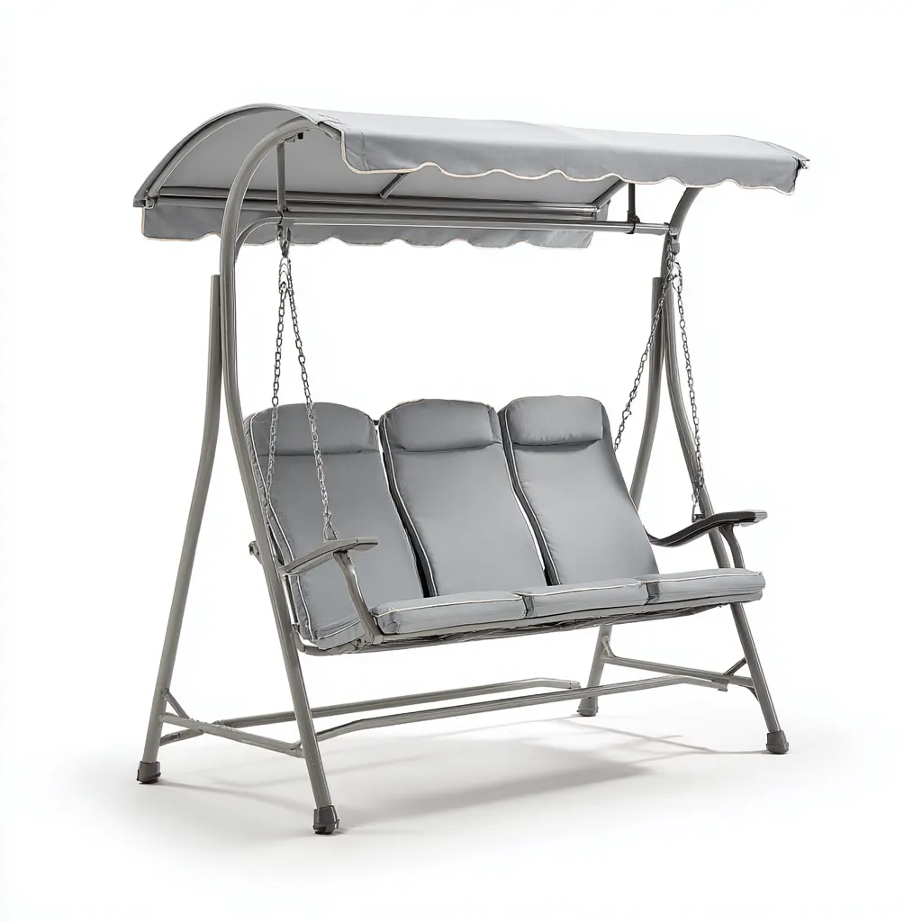 Chaise suspendue métal 188x118x158 cm - gris - usage jardin - design contemporain-Dwellingosa