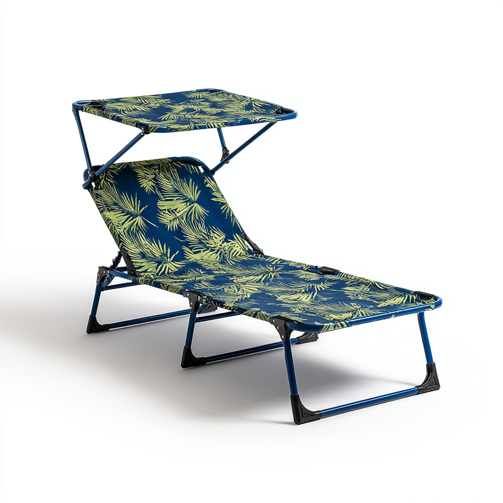 Chaise longue-acier-tissu 185x60x35 cm-bleu-vert-extérieure-Dwellingosa