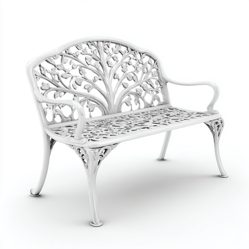 Banc de jardin métal 119x54x91 cm - blanc - adapté à l'extérieur - design classique-Dwellingosa