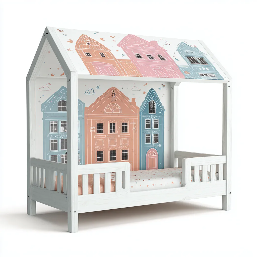 Lit enfant Bois 196x98x175 cm - Blanc - Style cabane décoratif-Dwellingosa