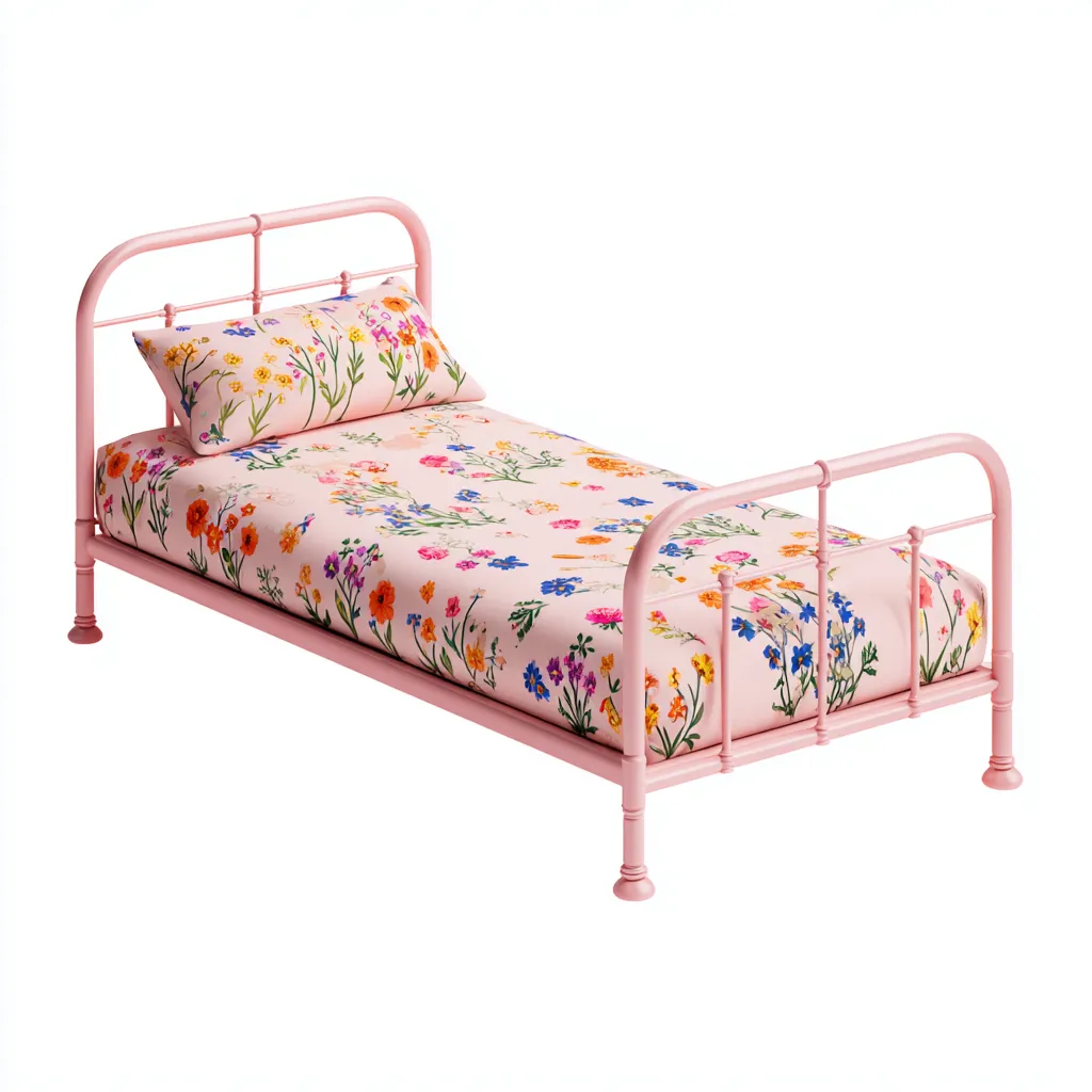 Lit enfant Métal 195x95x90 cm - Rose - Style classique-Dwellingosa