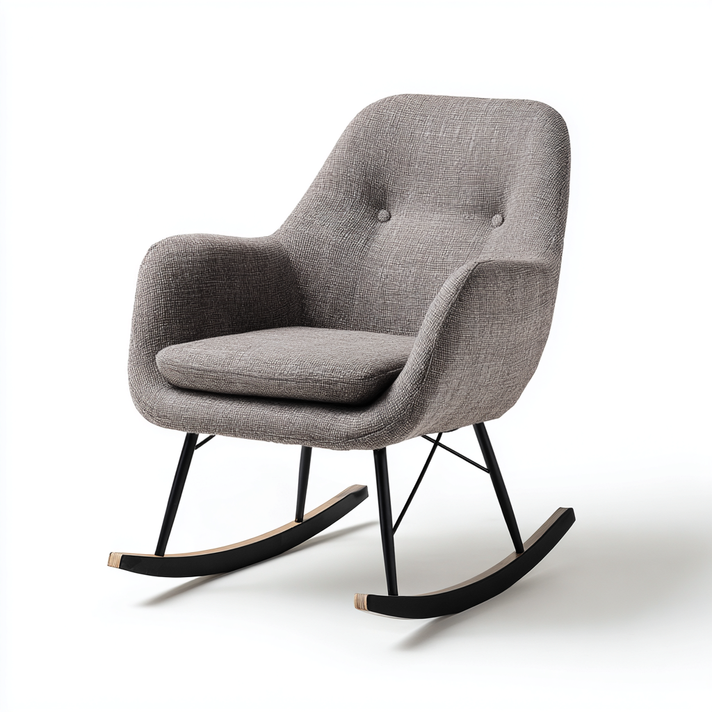 Fauteuil à bascule en tissu gris 78x82x95 - gris - design moderne-Dwellingosa