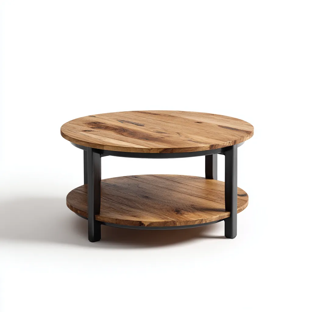 Table basse bois métal 80x80x42 cm - marron-noir-Dwellingosa