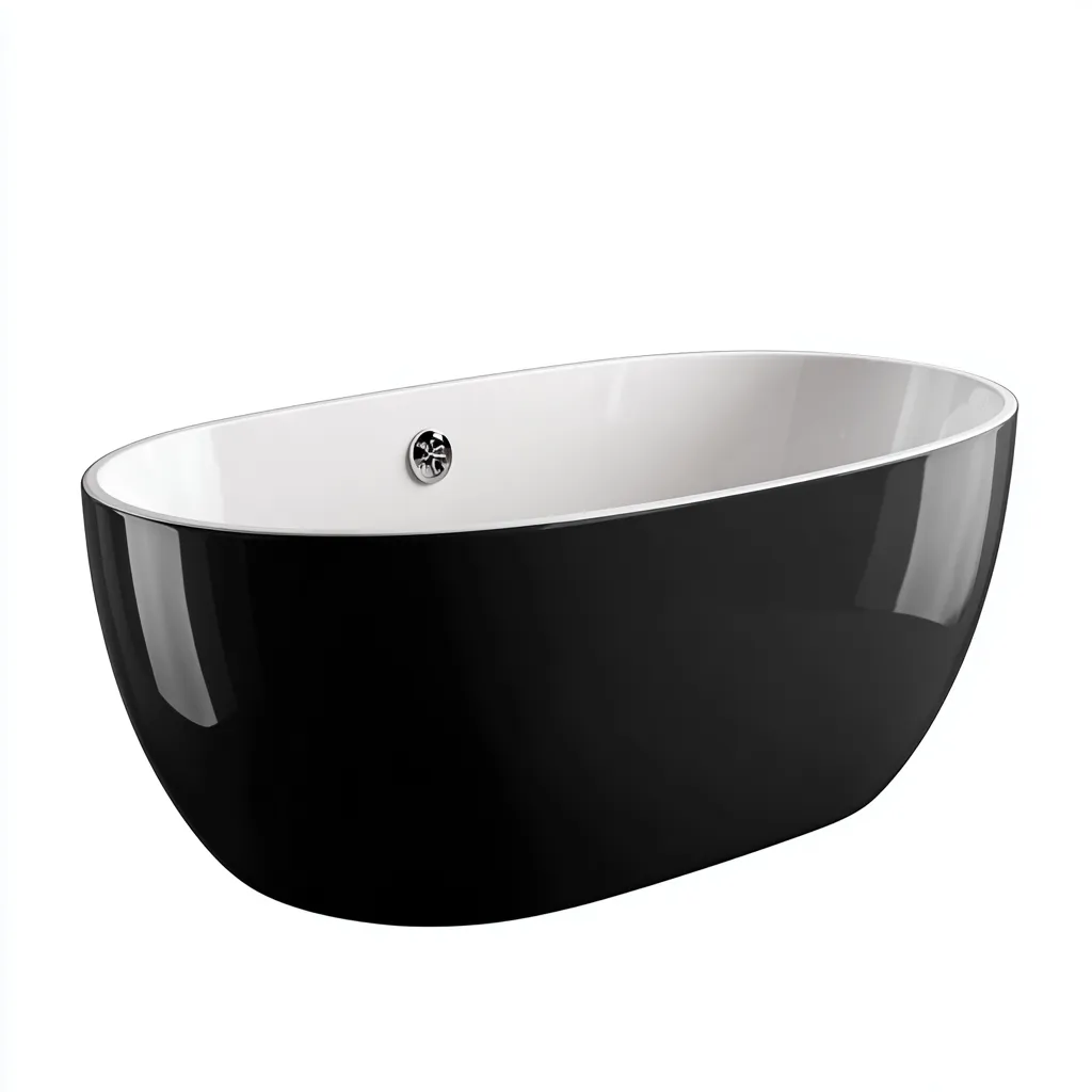 Baignoire acrylique 168x78x57 cm - blanc-noir - design moderne-Dwellingosa